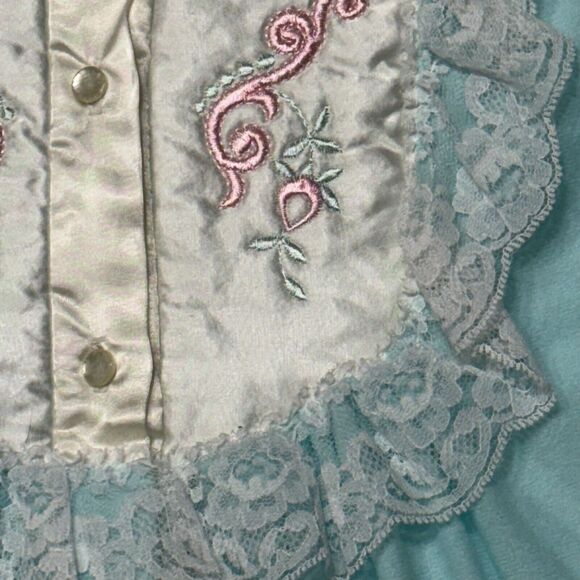 Vintage Sears Carriage Court Nightgown Turquoise Fleece Top Size 36 Small NWT - Picture 3 of 9